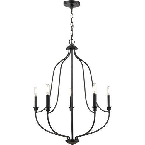 Senoia 5 Light 25 inch Matte Black Chandelier Ceiling Light